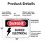 Signmission Buried Electrical Danger Sign, Plastic, 18in W x 12in L, 2PK OS-2PACK-DS-P-1218-L-2308 - alternate 3